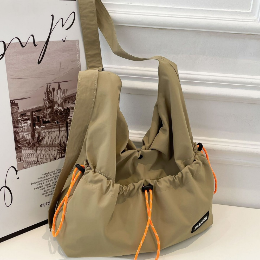Women’s Casual Hobo Shoulder Bag with Drawstring Front Pocket