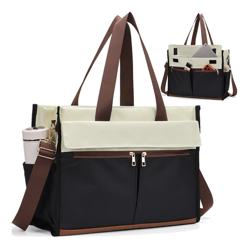 Dual-Compartment Lunch Tote Bag with Shoulder Strap