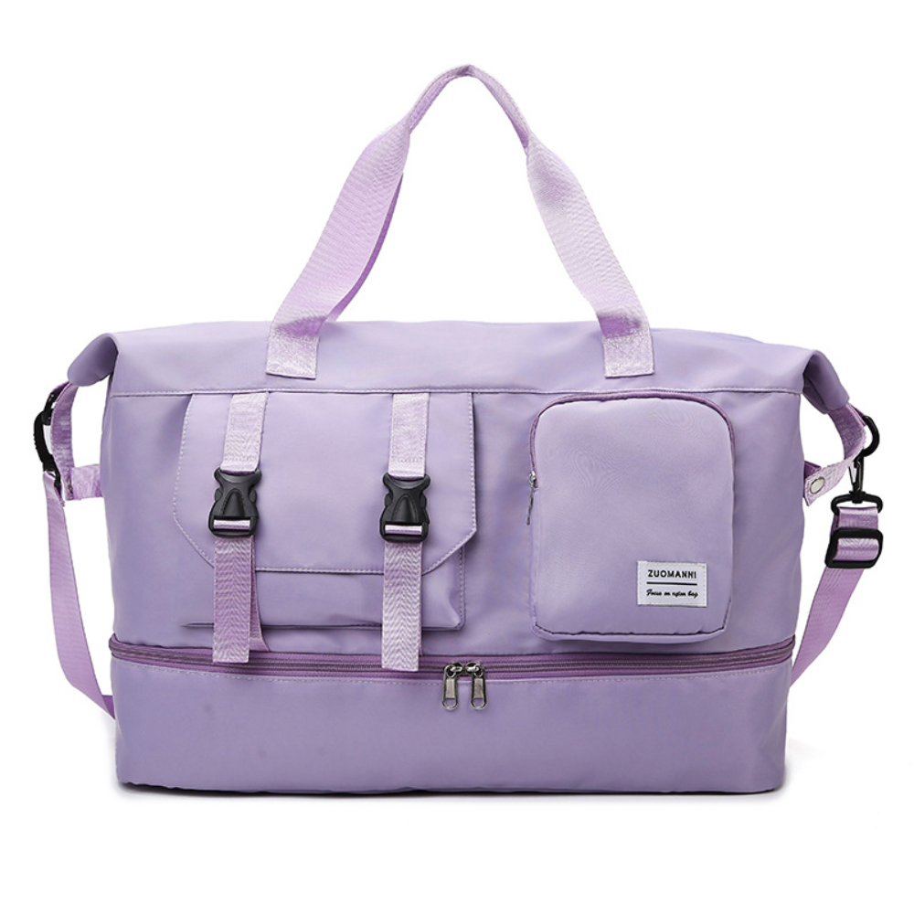 Premium Beige Travel Duffel Bag with Expandable Bottom Compartment