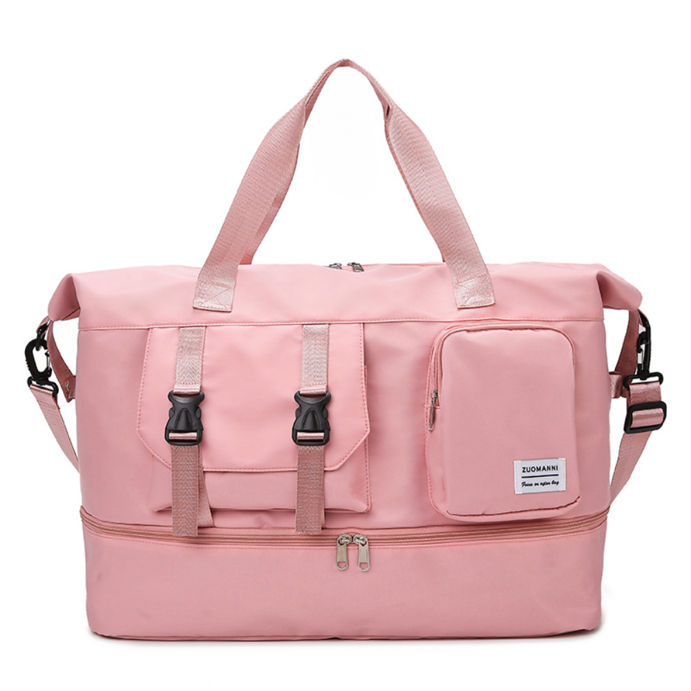 Premium Beige Travel Duffel Bag with Expandable Bottom Compartment
