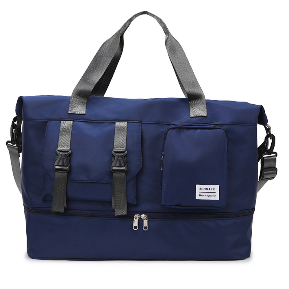 Premium Beige Travel Duffel Bag with Expandable Bottom Compartment