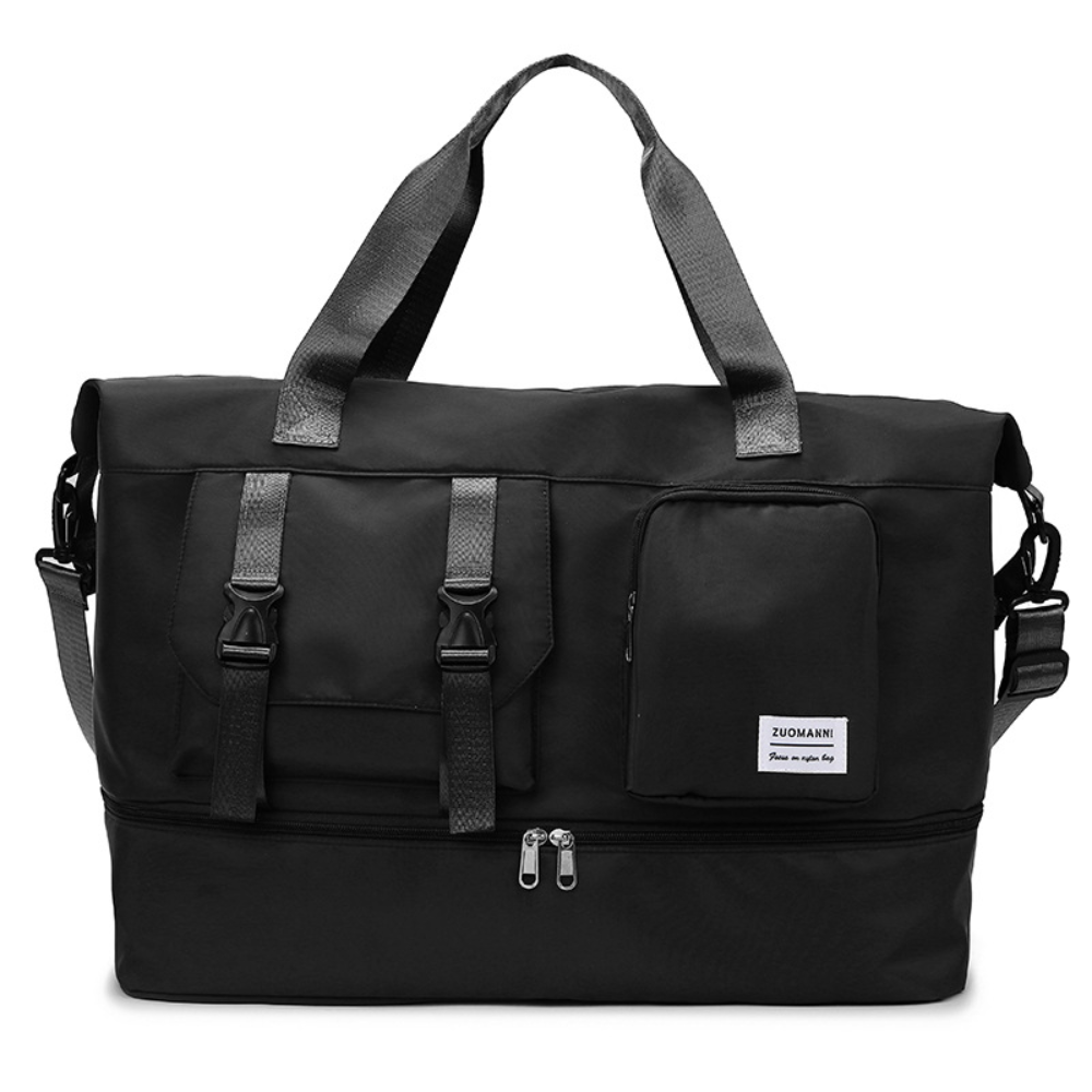 Premium Beige Travel Duffel Bag with Expandable Bottom Compartment