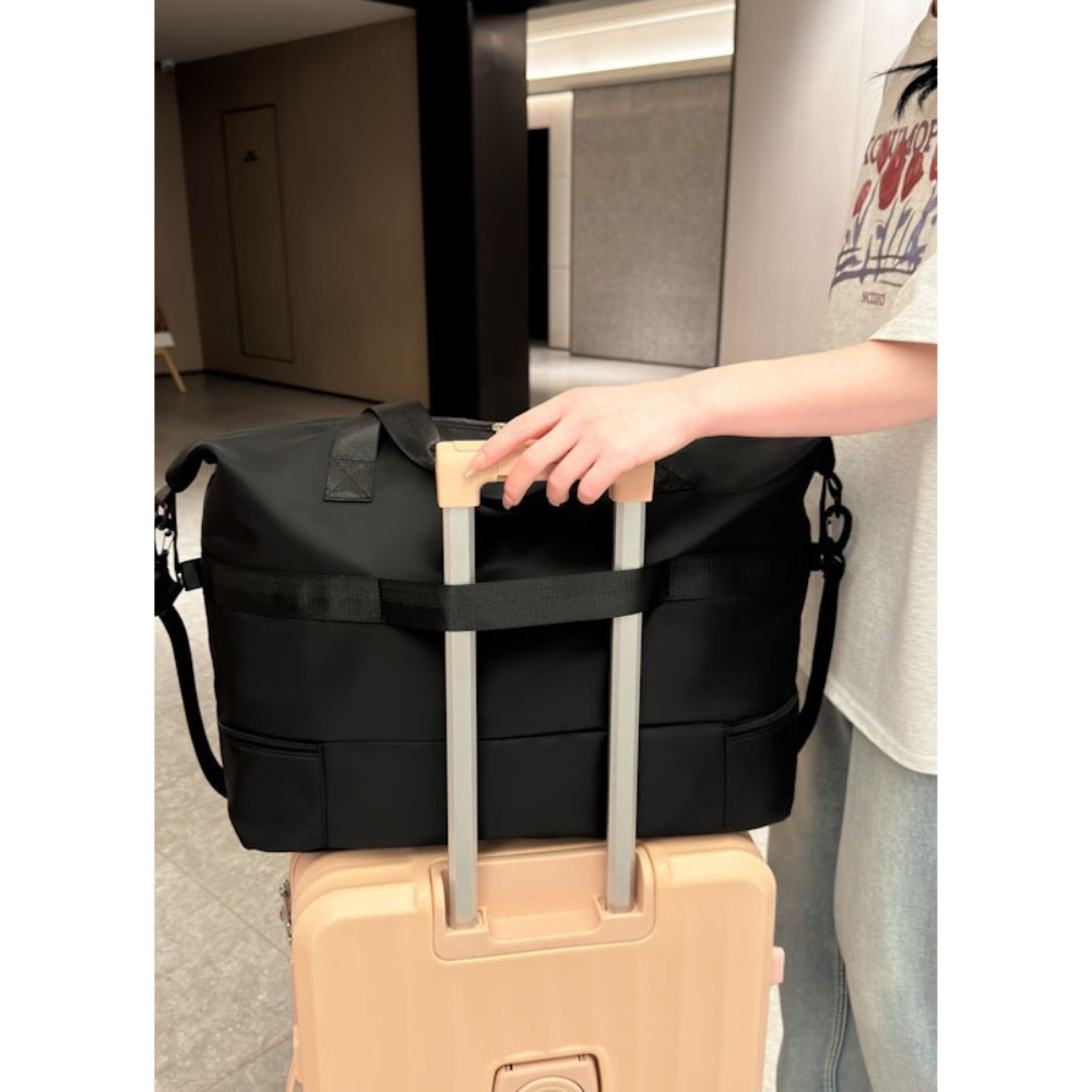 Premium Beige Travel Duffel Bag with Expandable Bottom Compartment