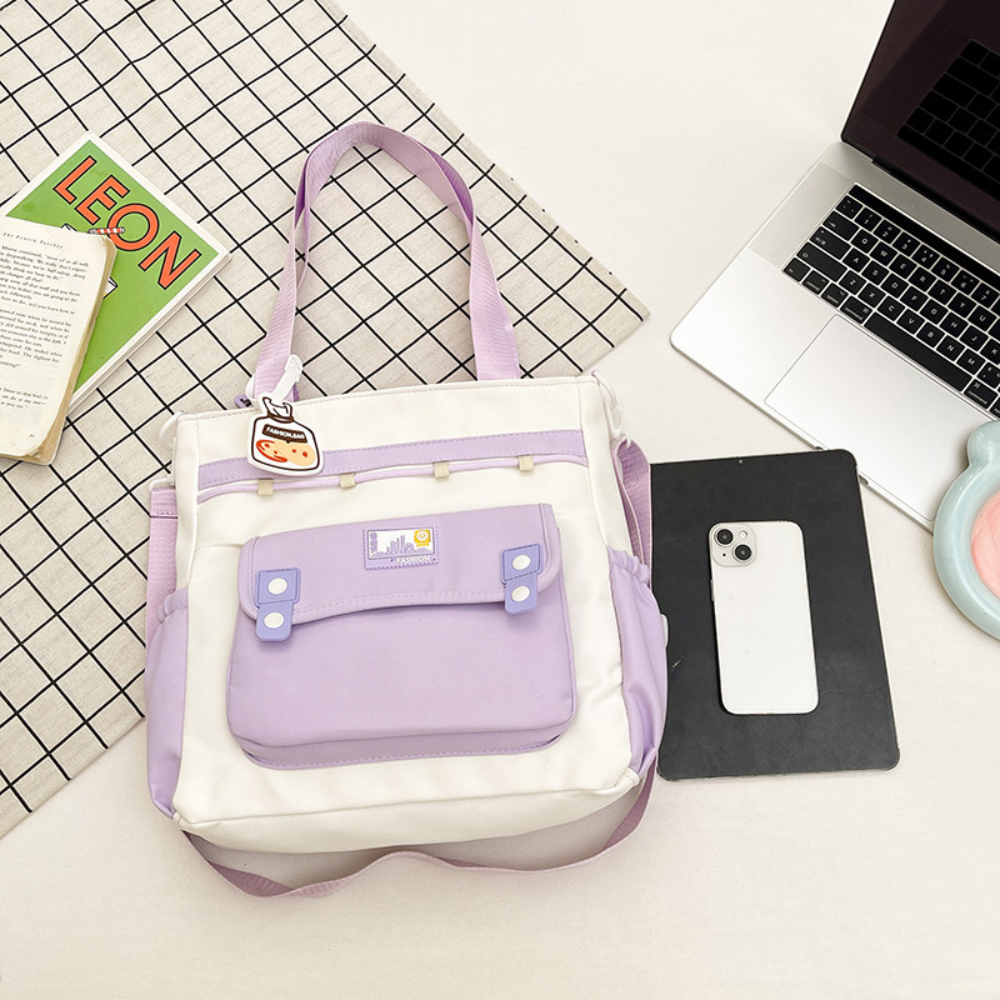Campus Utility Tote Bag – Ivory & Lilac