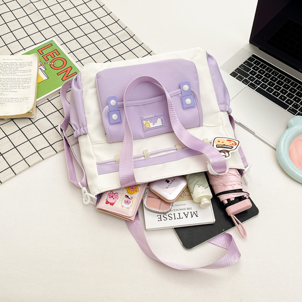 Campus Utility Tote Bag – Ivory & Lilac