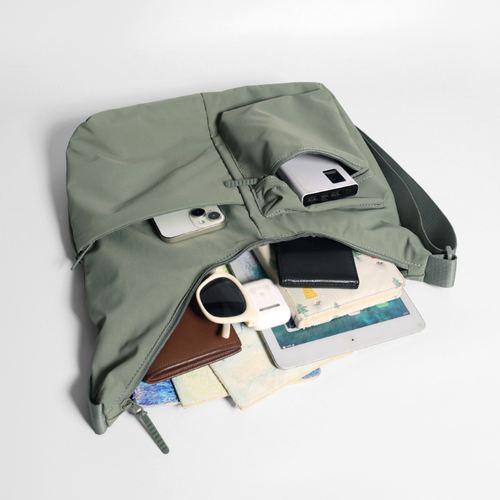 Everyday Multi-Pocket Sling Bag – Sage Green/Brown