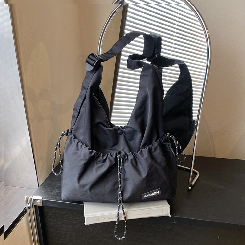 Women’s Casual Hobo Shoulder Bag with Drawstring Front Pocket